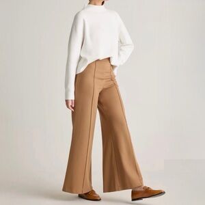 Quince Ultra Stretch Wide Leg Ponte Pants Camel Size S